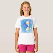 T-shirt fille girly de filles de sourire mignon de coeurs (Devant entier)