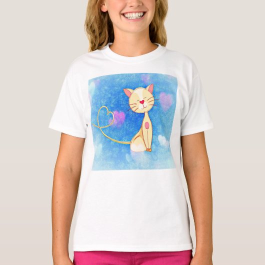 T-shirt fille girly de filles de sourire mignon de coeurs (Devant)
