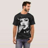 T-shirt Fille gothique de style graphique BW 50s mangeant (Devant entier)