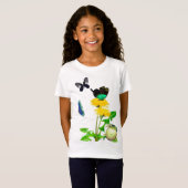 T-shirt fille grenouille et papillons (Devant entier)