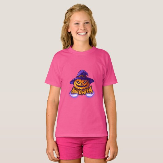 T-shirt Fille Halloween Scary Jack O’ Lantern (Devant entier)