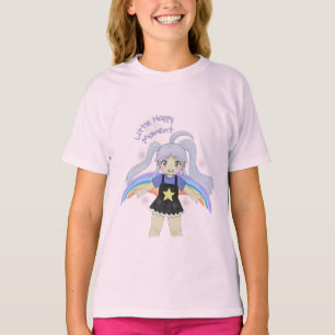 T-shirt Fille Heureuse Illustration Dessinée à la Main – P