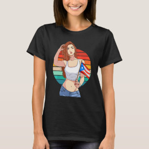 T-shirt Fille hispanique Boricua Fierté Drapeau Porto-Rica
