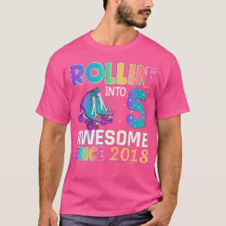 T-shirt Fille incroyable de 5 ans en patins à roulettes po