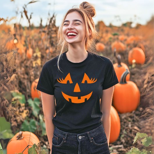 T-shirt Fille Jack-o'-lantern Citrouille Face Halloween