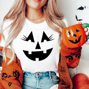 T-shirt Fille Jack-O-Lanterne Citrouille Face Halloween