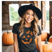 T-shirt Fille Jack-o-lanterne Citrouille Face Halloween
