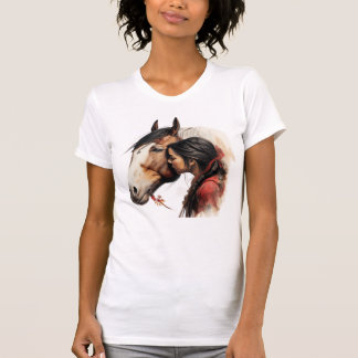T-shirt Fille Kissing Horse Indien