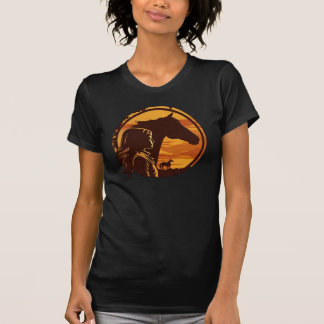 T-shirt Fille Kissing Horse Retro Sunset