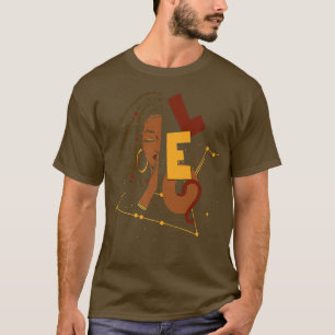 T-shirt Fille Léo Noire Afro Locs Girl Zodiac Signes