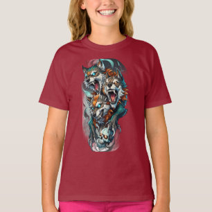 T-shirt fille loup à trois têtes - Gardien mythiqu