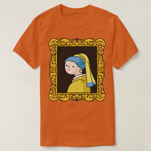 T-shirt fille mal dessinée avec boucle d'oreille perle (Design devant)