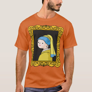 T-shirt fille mal dessinée avec boucle d'oreille perle