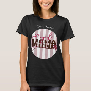 T-shirt Fille Mama rayures cercle design minimaliste