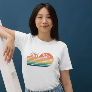 T-shirt Fille Maman Retro Fleur coucher de soleil