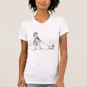 T-shirt Fille marchant un chien, dessin à une ligne, coque (Devant)