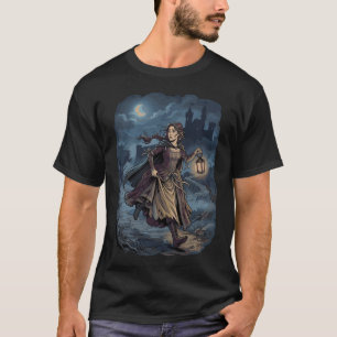 T-shirt Fille Médiévale Fantastique Gothique Lanterne Chât