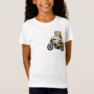 T-Shirt Fille Mignonne à Moto – Dessin Animé de Mini Moto