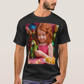 T-shirt Fille Mignonne avec Perroquet – Animaux En