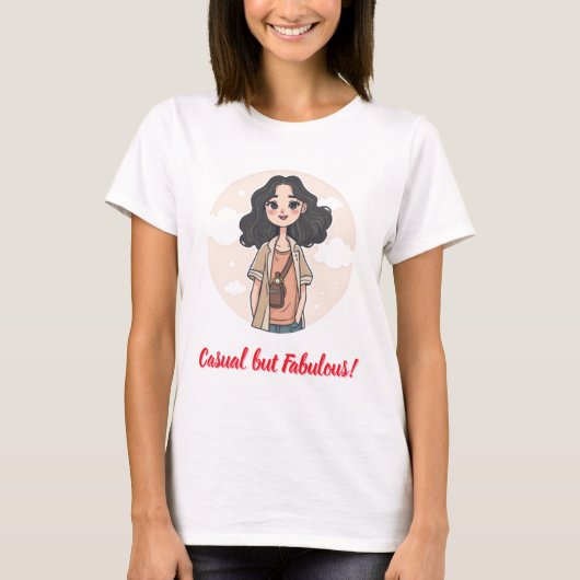 T-shirt Fille mignonne avec tenue Décontractée (Devant)