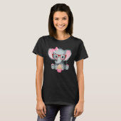 T-shirt Fille mignonne bébé éléphant portant Cravate et lu (Devant entier)