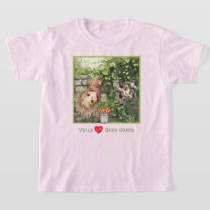 T-shirt fille mignonne qui regarde et chèvre migno