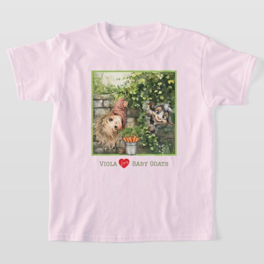 T-shirt fille mignonne qui regarde et chèvre migno (Poser)