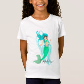 T-shirt fille mignonne verte de sirène (Devant)