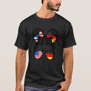 T-shirt Fille moitié américaine moitié allemande Drapeau U