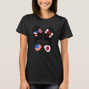 T-shirt Fille moitié américaine moitié japonaise Drapeau U