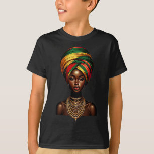 T-shirt Fille noire Afro Femme foulard foulard noir Son