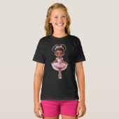 T-shirt Fille noire Ballerina Rose Ballet (Devant entier)