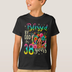 T-shirt Fille noire bénie par Dieu pendant 38 ans Christia