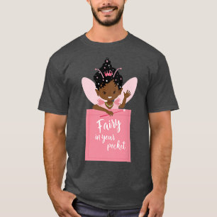 T-shirt Fille Noire Fée Magique Dans Poche Filles Afro Amé