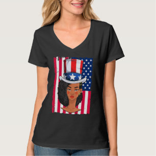 T-shirt Fille noire Melanin Oncle Sam Casquette 4 juillet