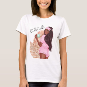T-shirt Fille pailletée fausse café Cheveux rouges Brun Ro