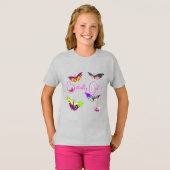 T-shirt Fille papillon - papillons colorés (Devant entier)