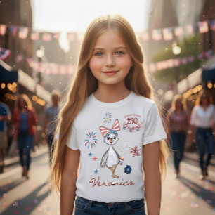 T-Shirt Fille Patriotique Célébration des 250 ans des État