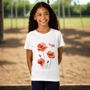 T-Shirt Fille Personnalisé Fleurs de Pavot