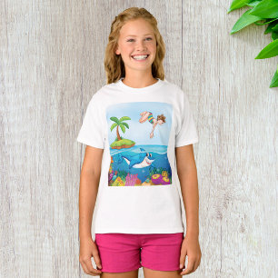 T-shirt Fille plongeant dans l'océan avec un requin ami su