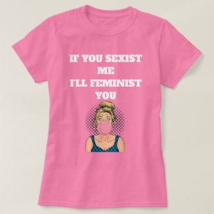 T-shirt Fille Pop Art Bubble Gum Citation Féministe