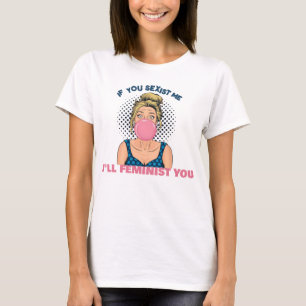 T-shirt Fille Pop Art Bubble Gum Citation Féministe