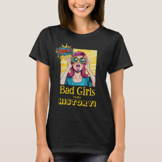 T-shirt Fille Popart aux Cheveux Roses Féminisme