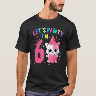 T-shirt Fille pour les 6 ans Chat Chaton Faisons la fête J