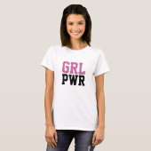 T-shirt Fille Power rose noir moderne féministe GRL PWR (Devant entier)