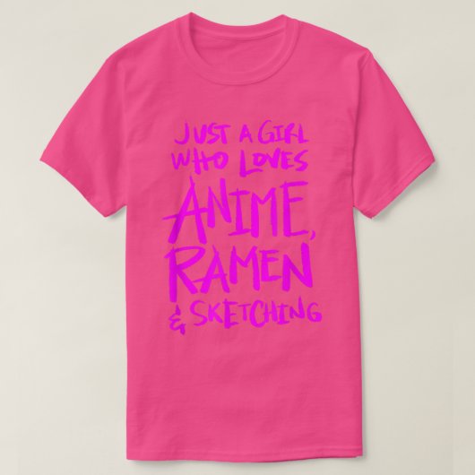 T-shirt Fille Qui Aime Anime, Ramen Et Sketching 389 (Design devant)