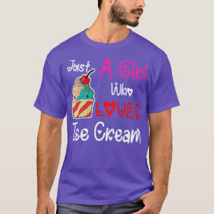 T-shirt Fille Qui Aime La Crème De Glace Fille Cadeau
