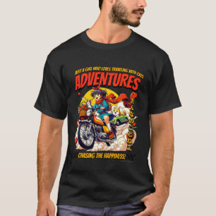 T-shirt Fille qui aime les aventures de voyage avec des ch