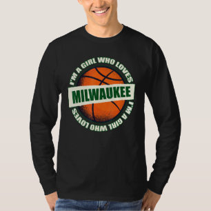 T-shirt Fille qui aime Milwaukee Basketball B-Ball City Wi