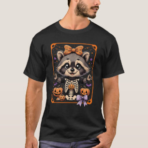 T-shirt Fille Raccoon Feral Halloween Éffrayant Halloween
